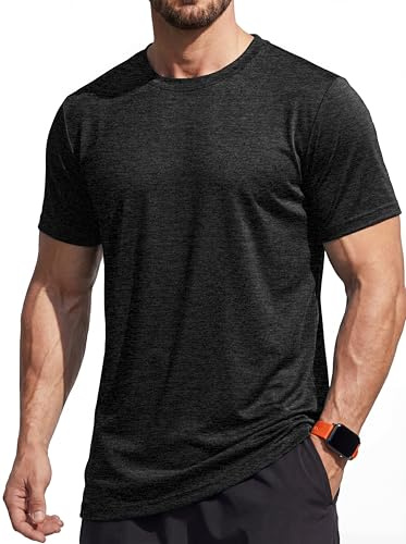 MAGCOMSEN Sporttröja för män, ventilerande löpartröja, lätt träningströja, funktionell tröja, vandringströja, sommar, kortärmad t-shirt för män, svart, XXL