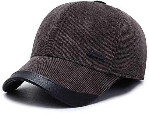 LAIFEKE Winter Herren Cord Baseballmütze Mit Ohrenklappen Warmes Fleece Futter Ohrenklappen Vati Mütze (Braun)