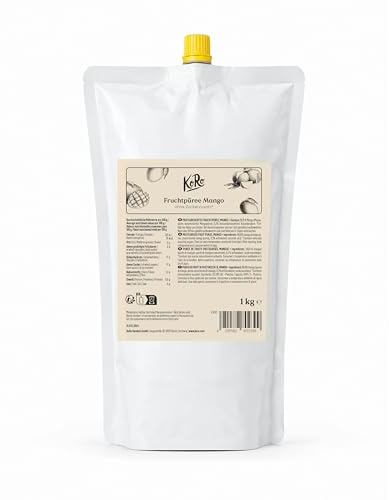 KoRo - Fruchtpüree Mango 1 kg - Ohne Zuckerzusatz - 100 % sonnengeküsste Mangos - Lecker für Currys & Desserts