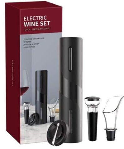 Deals Apribottiglie elettrico set di apribottiglie elettrico con pile tagliapasta stagnola tappo bottiglia di vino versatore di vino per casa ristorante festa come regalo per famiglia