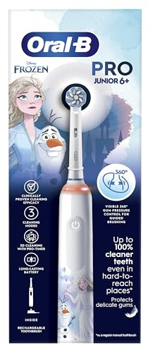 Oral-B Spazzolino elettrico Pro Junior, 1 manico congelato, 1 testina per spazzolino da denti, progettato da Braun, per bambini dai 6 anni in su