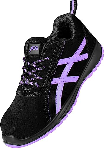 ACE Aurora Scarpe da Lavoro per Donna - Scarpe di Sicurezza Sportive per Il Lavoro - S1 Sra - Nero/Lilla - 39