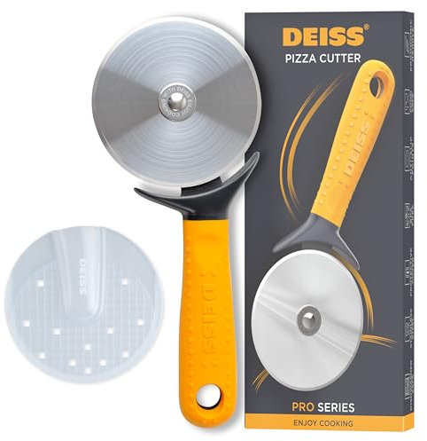 Deiss Pro Hochleistungs-Pizzaschneider mit Randschneider – Scharfes, glattes Pizzaschneider Rad aus Edelstahl mit leicht zu greifendem, rutschfestem Griff, spülmaschinenfest