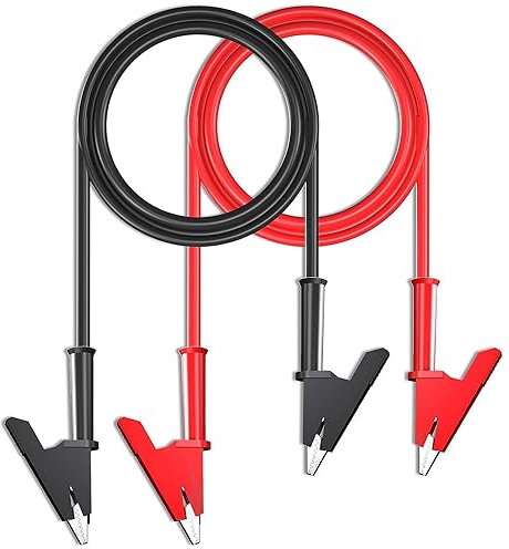 Gebildet Set Cavi Test Elettrici con Morsetti a Coccodrillo, Cavi Jumper 15A Resistente con Morsetti Protettivi in Rame, Cavi in Silicone PVC per Test Elettrici, Esperimenti, 2Colori, Lunghezza 100cm