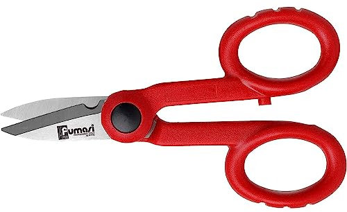 Fumasi Giamp Forbici per elettricista in acciaio inox, forbice tagliacavo con lame dritte microdentate