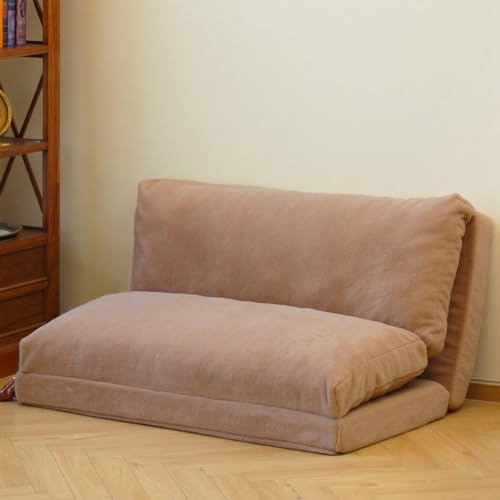 N&V Folding Matress Sofa Bean Bag Bed, Foam Filling Folding Matress Sofa, includes Removable and Machine Washable Cover, Soft Premium Faux Fur (Large, Brown)