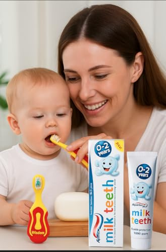 Sanitral Baby's Oral Care Set-Step-by-Step Baby Toothbrush 0-2 Years-Supersoft Brush Extra Small Head, Gentle Brushing & Cleaning and Milk Teeth Babies Toothpaste 50ml