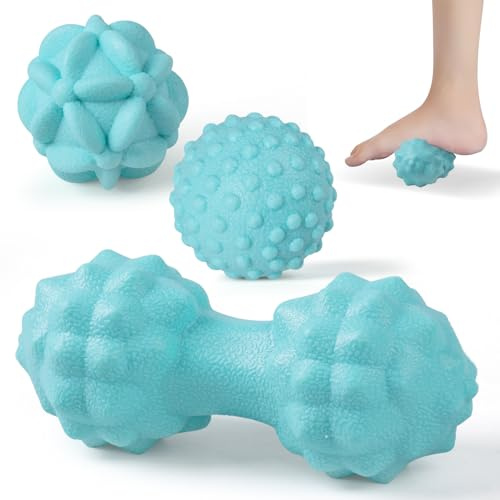 MEGAVOW 3 piezas Bolas de Masaje Muscular Set, Pelotas para Automasaje, Masaje Bola Pelotas en Forma Cacahuete, Bolas de Masaje de Liberación Miofascial para Cuello Espalda Hombro Brazo Pie, Verde