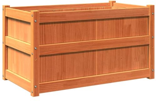vidaXL Jardinera Exterior Madera Maciza Pino marrón Cera 90x50x50 cm
