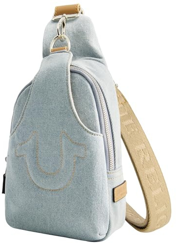 True Religion Damen Denim Kleiner Reiserucksack mit Verstellbarem Schultergurt Crossbody Strap Sling Bag