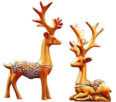 TOPBATHY Harz Hirsch Auto Dekoration Figur Rentier Deko Weihnachten Mini Skulptur FüR Armaturenbrett Und Innendekoration Zuhause Und Auto