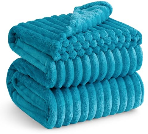 BEDSURE Kuscheldecke 220x240 Zimmer Deko - Tagesdecke, Blaugrün | Geschenke für Frauen, Weich Sofadecke & Wolldecke, Warme Grobe Korddecke für Couch, Schlafzimmer & Wohnzimmer,Waschbar