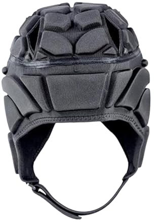 Perfeclan Rugby Helm Kinder, Gepolsterte Kopfbedeckung Rugby Helm Fußball Scrum Cap, Ultraleichter Rugby Kopfschutz Fußball Kopfbedeckung, Schwarz-55cm