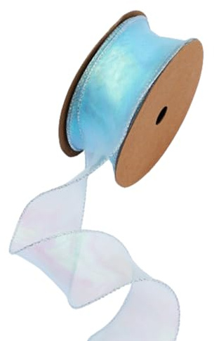 Wisafory 10 Yards Organzaband Dekoband Geschenkband Schimmernd Organza Band mit Drahtkante Schleifenband Stoffband Organza Bänder Bastelband für Blumensträuße Geschenkverpackung Blau 4cm | Schimmerndes Organza Band, Schleifenband, Bastelzubehör, Blumenstrauß, Hochzeit, Geschenkverpackung, Dekoration