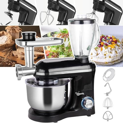 Electric Stand Mixer 3-In-1 With 850W Power - Tilt-Head Design, 7.5 Qt Stainless Steel Bowl, Glass Jar, Meat Grinder, Hook, Whisk, And Beater - For Family Parties And Dinner Making