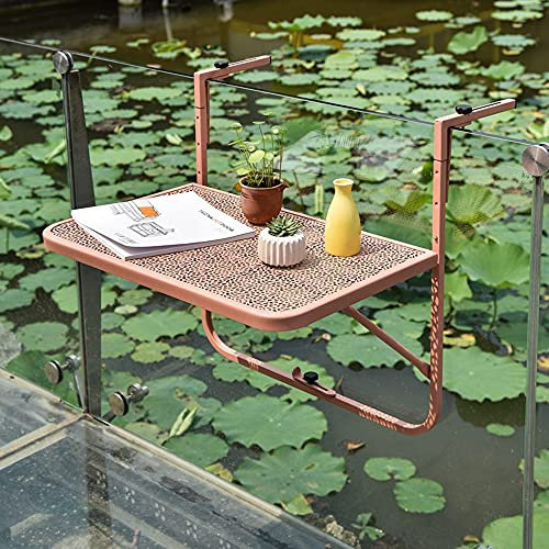 Generisch Beistelltische für den Außenbereich, Klappbarer Balkontisch mit hängendem Geländer, Verstellbarer Wand-Stehtisch, Terrassen-Gartentisch, Computer-Esszimmertisch (Farbe: Rosa, Größe