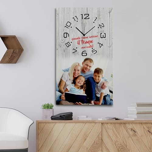 dodda - Quadro Personalizzato con Foto, Testo e Orologio con stampa in HD - Stampa Foto su Tela Personalizzata