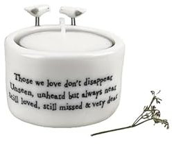 East of India Candle & Tealight Holder Multi-Use White Porcelain Votive Taper Candle & Tealight Included Those We Love Grief Design Country Farmhouse Style Home Decor Decoration