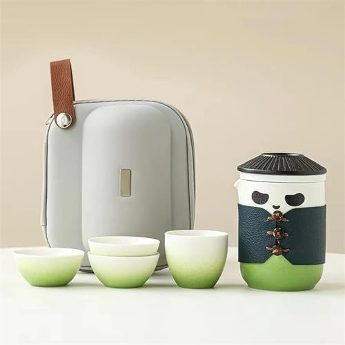 ATGQBCF Set con Teiera Set di Teiere Ciotola Creativa in Porcellana Cinese Set da tè Panda Set da tè in Ceramica Set da tè Kung Fu Tea Zuppiera in Porcellana Set da tè Portatile(A)