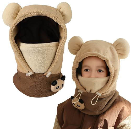 AYPOW Bambino Passamontagna da Neve, Passamontagna Invernale in Pile Termico Bambini, Balaclava Maschera da Sci Antivento, Cappello Caldo Cappuccio con Scaldacollo Ciclismo per Ragazzi Ragazze