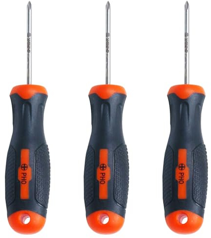 WEDO Juego de destornilladores de 3 piezas, destornillador Phillips, destornillador de cabeza cruzada, acero inoxidable, resistente a la corrosión, a prueba de óxido, para el hogar, oficina,