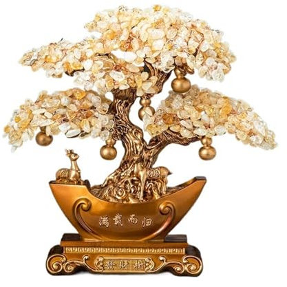 Schreibtisch deko Feng-Shui-Geldbaum-Dekoration aus Kristall – Glücksbaum for Reichtum und Wohlstand, spirituelles Baumornament aus Kristall, perfekt als Dekoration for das Heimbüro Decoración del hog