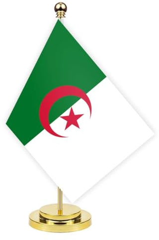 Drapeau de bureau de Algérie,Petite bannière intérieure algériennede 12 pouces,Petite décoration d'impression pour la table de salle de classe de bureau à la maison Desk Algeria