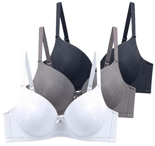 XCXC 3er Pack Damen BHS mit Bügel Frauen Spitzen-BH Leicht Perfekte Passform Klassische Anti-Sagging BH Set mit Verstellbaren Trägern für Alltag und Freizeit