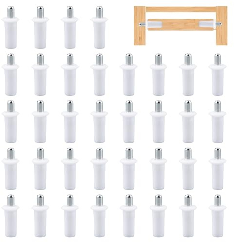 UFURMATE Federbelastete Reparaturstifte, Kunststoff, Reparaturstifte, Schranktür-Reparaturstifte, Schrank, Möbel, Regalstifte, Unterstützung, Durchmesser 6,5 mm, Weiß, 36 Stück