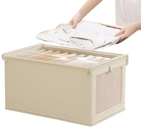 DAWCBVJQ 47 x 30 x 25 cm Contenedor de almacenamiento ropa bolsas de almacenamiento cajas de almacenamiento plegables cesta de almacenamiento organizador con tapa cajas organizadoras armario