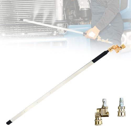 SROCOPT Radiator Cleaning Wand, 2025 New Upgrade 24 Inch Radiator Cleaning Tool, Stainless Steel Pressure Washer Wand Cleaning Tool, Radiator Flush and Cleaner Tool for Car, RV, Trucks (No Switch)