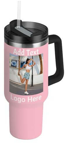 Tumbler rosa personalizzato con manico Bicchieri personalizzati con coperchi e cannucce Tazza d'acqua da viaggio personalizzata 30oz