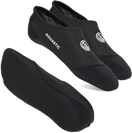 AQUASTIC Seavie Anti-Rutsch 2 mm - Kinder-Poolsocken aus Neopren, Anti-Rutsch-Sohle, leichte und Flexible Konstruktion (Schwarz, EU Schuhgrößensystem, Erwachsene, Herren, Numerisch, M, 36.5)