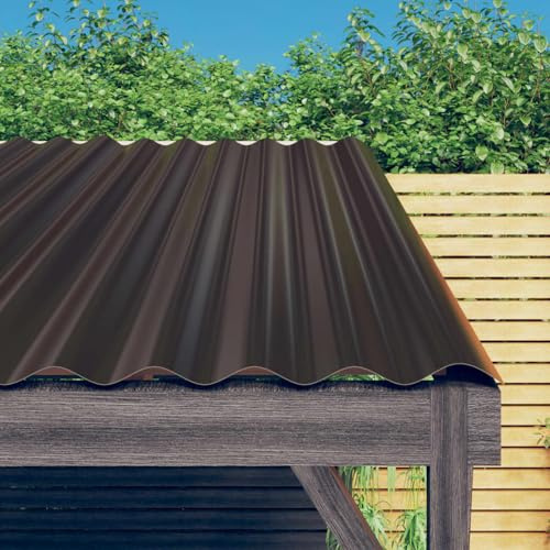 Gecheer Pannelli per tetto 12 unità in acciaio rivestito marrone 100x36 cm