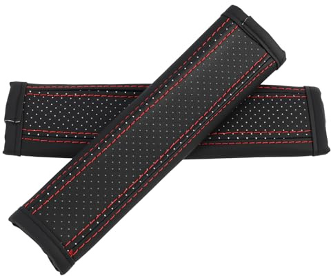 Protège Ceinture De Sécurité Voiture En Microfibre, Protection Douce Et Confortable, 2 Pièces Accessoires Auto Intérieur, Noir Et Rouge, Ajustable Et Durable, Protege Ceinture Voiture