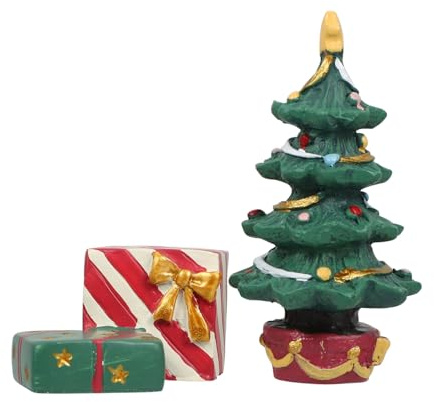 CLISPEED Mini Weihnachtsbaum Aquarium Deko aus Resin Teiliges mit Geschenkbox Kompakte Miniatur Weihnachtsdeko für Fischbecken Langlebig und Tragbar