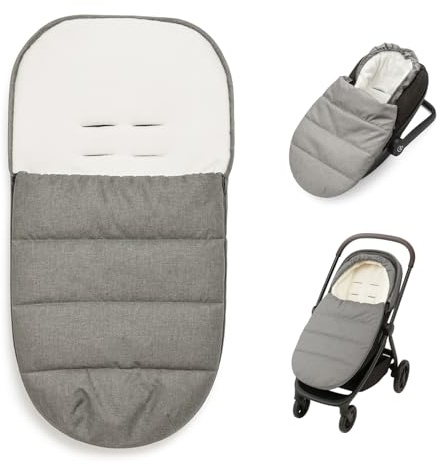 Winterfußsack Fußsack Babyschale Winter Herbst Babyfußsack warm 95x50 cm, Einschlagdecke Baby Kinderwagen Wanne Buggy 3-Punt und 5-Punkt Gurt WASSERDICHT GRAU