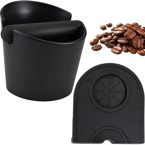 Houbobo Coffee Knock Box, 4.8 Inch Shock-Absorbent Durable Espresso Knock Box with Removable Knock Bar and Non-Slip Coffee Tamper Mat, Espresso Machine Accessories for Home/Office