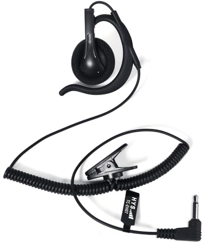 HYS 3,5mm Klinke Ohrhörer, G-Form, weicher Ohrbügel, Hören/Empfangen | Security Headset für Motorola Icom Baofeng Funkgeräte Lautsprecher Mikrofon (EH07-3.5-1)