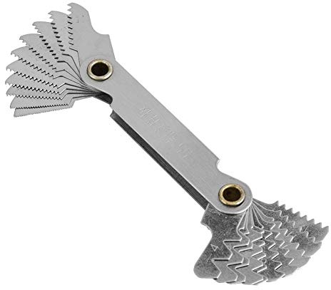 Spacnana 2 Pezzi Misuratore di Passo della Filettatura in Acciaio Inossidabile Set di Strumenti di Misurazione del Misuratore di Filettatura della Vite Imperiale 55° e Metrico 60° con