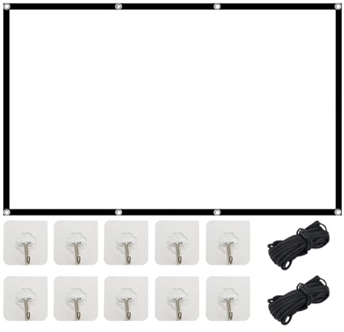100 inch Projector Screen 16:9 HD 4K Wrinkle-Free,Projector Screen 100 Inch,Portable Projector-Scree,Cinema Screens Foldable,Screens Extendible for Home Theater Cinema Indoor Outdoor Backyard Party
