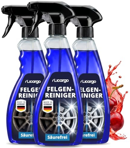LICARGO FerroActive Felgenreiniger (3x 750 ml) säurefrei mit Wirkindikator - kraftvolle Felgenpflege für Alufelgen, Stahlfelgen & Chromfelgen - pH-neutral, materialschonend - Auto Felgen, Rim Cleaner