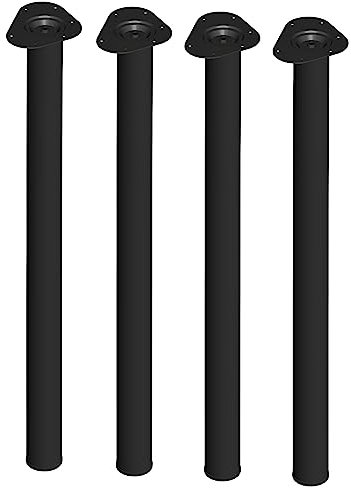 Element System 4 Stück Stahlrohrfüße rund, Tischbeine, Möbelfüße inklusive Anschraubplatte, Länge 90 cm, Durchmesser 60 mm, 4 Farben, 6 Abmessungen, schwarz, 11102-00059
