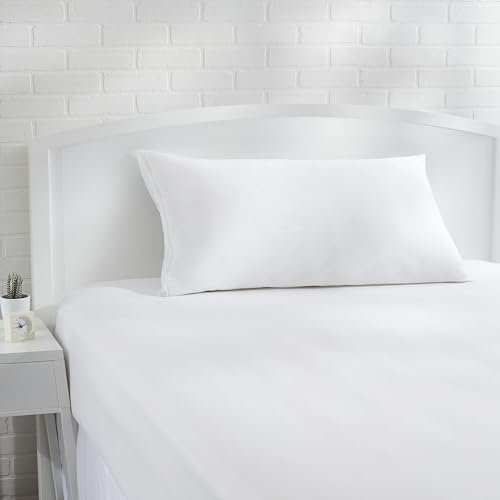 Amazon Basics Federa copricuscino in cotone ipoallergenico, 50 x 80 cm, confezione da 2, bianco