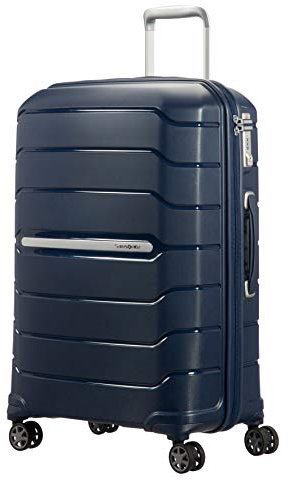 Samsonite Flux - Spinner M, Erweiterbarer Koffer, 68 cm, 75/85 L, Blau (Navy Blue)