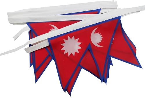 AZ Flag girlang 6 meter 20 Nepal flaggor 21 x 15 cm - Nepalesisk flagga 15 x 21 cm