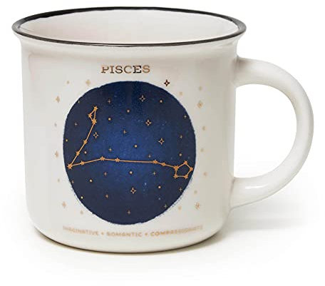Legami - Tazza, Count Your Lucky Stars, Tazza in Porcellana New Bone China, Segno Zodiacale Laminato in Oro, Lavabile in Lavastoviglie, Capacità 350 ml, Tema Pisces