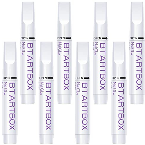 Nail Glue for Acrylic Nails - Nail Glue for Press On Nails, 8 Pcs BTArtbox Adhesive Super Bond for Fake Nails Tips Long Lasting, 0.07 oz