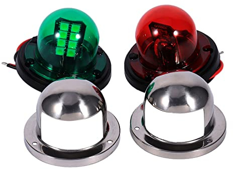 Terisass 12V Edelstahl Ponton Bootsnavigationslichter für Marineboote Rote und grüne Edelstahl Signallichter für Boote