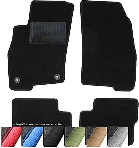 moto-MOLTICO Fußmatten Auto - Velours Autoteppiche | passend für Fiat Panda 3 ab 2012 - 4-teiliges Set - Schwarze Automatten mit Schwarzen Ziernähten
